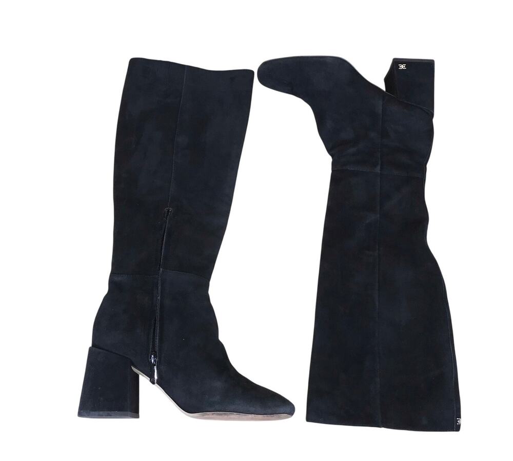 NWT Sam Edelman Porter Boots Women’s 7.5M Black Suede Knee High Block Heel